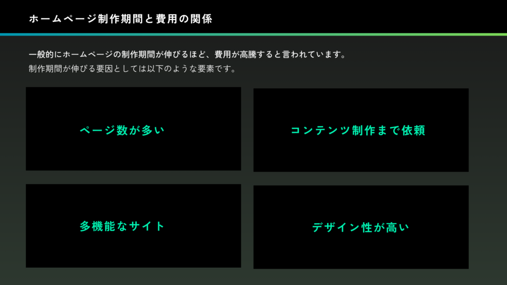 ホームページ制作期間と費用の関係